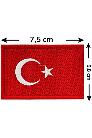 Türk Bayrağı Patch Kırmızı Nakış
