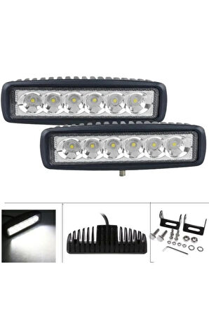 6 Ledli 18w Metal Kasalı Off Road Gündüz Farı Sis Farı 2'li Set