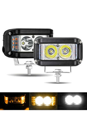 Off Road Led Lamba Turuncu Çakarlı beyaz Ledli 3 Fonksiyonlu 5,5 x 10 cm 4 Adet