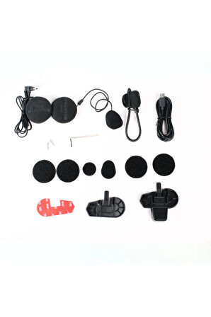KN2300 Motosiklet Kask İnterkom Bluetooth Intercom Kulaklık Seti - Siyah