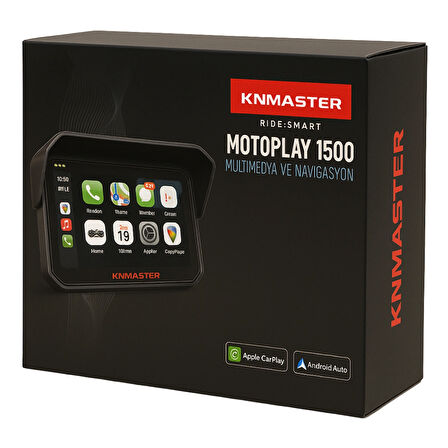 KNMASTER MOTOPLAY 1500 - 6.25'' TPMS Sensörlü Kablosuz CarPlay & Android Auto Destekli Motosiklet Multimedya Ekranı