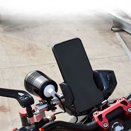 Knmaster Evrensel Motosiklet Ayna Montaj Genişletici Braketi – Telefon Tutucu, USB Şarj ve Aksesuar