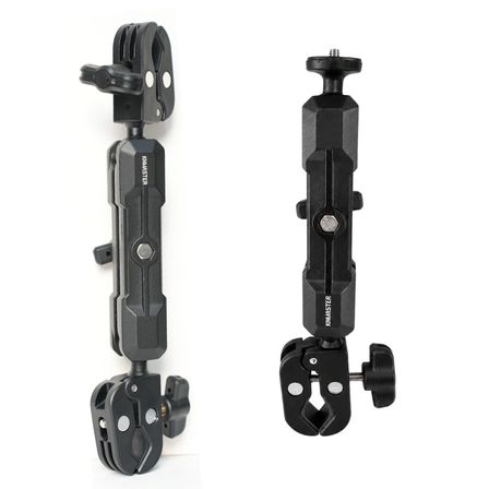 KNMASTER MC-200L – 360° Ayarlanabilir Motosiklet Çift Yengeç Kelepçeli (Double Clamp) Aksiyon Kamera Destek Aparatı (28 cm)
