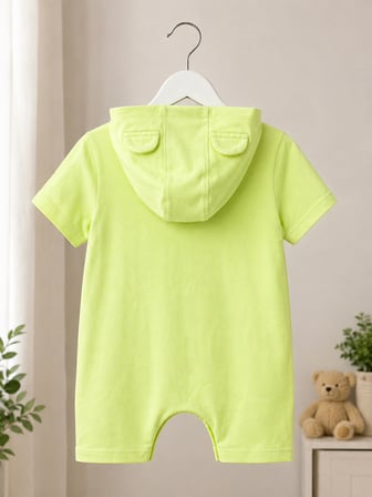 Kapüşonlu Ocean Baskılı Kısa Kollu Unisex Bebek Tulum 10231