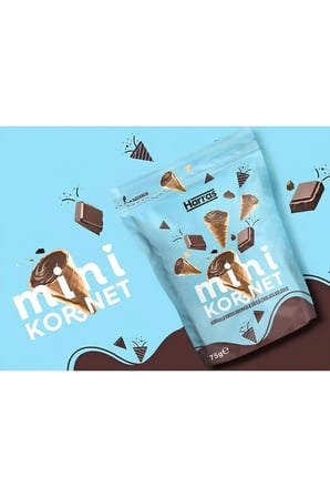 Kakaolu fındık kreması ve sütlü çikolata dolgulu mini kornet 75 gr X 4 Adet