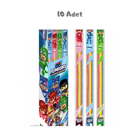 PJ Masks Rainbow Ekşi Şerit Şeker Tutti Frutti Aromalı (15 Gr.) 10 Adet