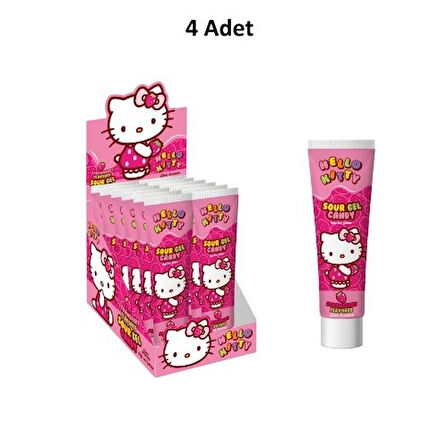 Hello Kitty Ekşi Jel Şeker (Tüp) Çilek Aromalı (35 Gr.) 4 Adet
