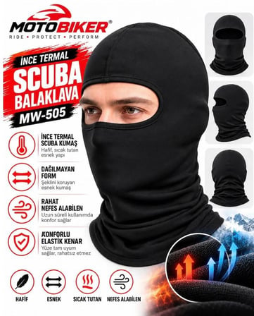 Scuba Elastik İnce Termal Motosiklet Bisiklet Outdoor Taktik Askeri Maske Balaklava Siyah MW505