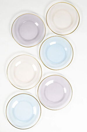 Five O Clock 6'lı Cam Pasta Tabağı Seti 19 Cm