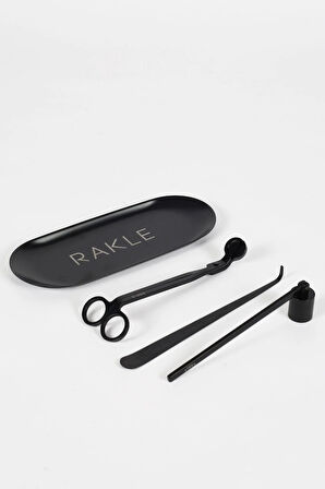 Mum Bakım Seti Makas Mum Söndürücü 4 Parça Siyah