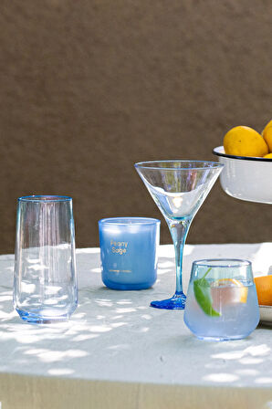 Marsilya 4'lü Su Bardağı Seti Mavi-Turkuaz 425 cc