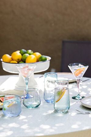 Marsilya 4'lü Su Bardağı Seti Mavi-Turkuaz 425 cc