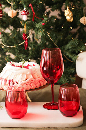 Larc 4'lü Su Bardağı Seti Kırmızı 350 cc