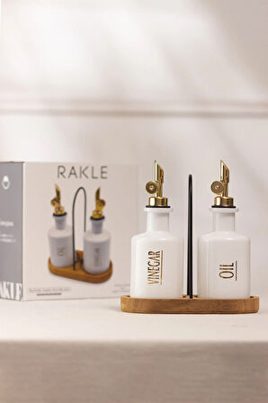 Marbella Bambu Stantlı 2'li Yağlık-Sirkelik Seti Beyaz 200 cc