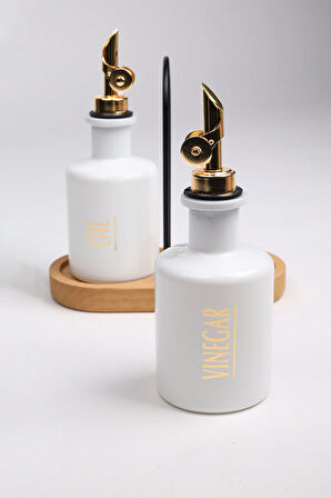 Marbella Bambu Stantlı 2'li Yağlık-Sirkelik Seti Beyaz 200 cc