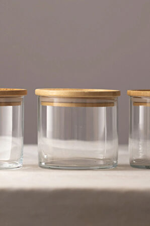 Sade 3'lü İstiflenebilir Kavanoz Seti 620 cc