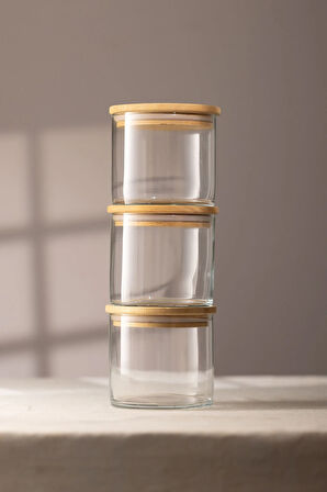 Sade 3'lü İstiflenebilir Kavanoz Seti 620 cc