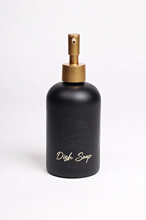 Bright Siyah Metal Ahşap Kulplu Stand 2'li Sıvı Sabunluk Seti Siyah 420 cc