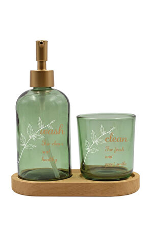 Viola Ahşap Standlı Banyo Seti Yeşil 420 cc