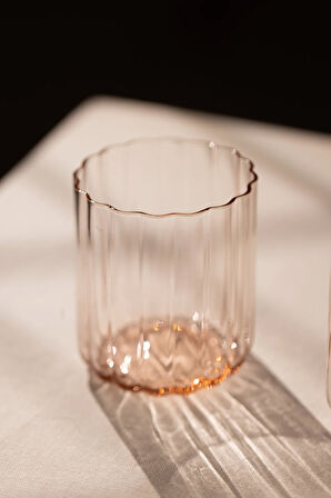 Flower El Yapımı Kendinden Renkli 2'li Su Bardağı Seti Pembe 450 cc