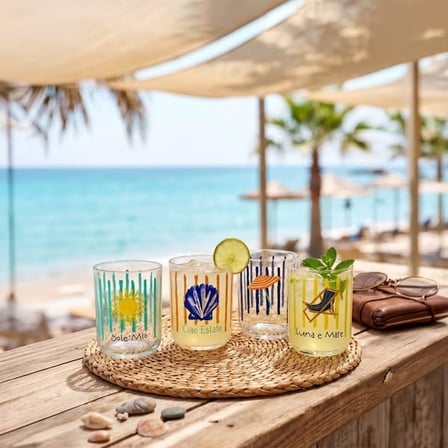 Rakle Amalfi 4'lü Su Bardağı Seti - Renkli - 350 ml