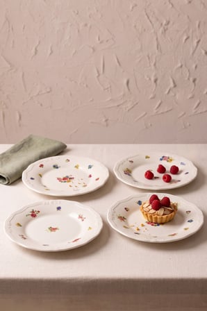 Rakle x Bengi Kurtcebe Anneanne Sofraları Porselen 4'lü Pasta Tabağı Seti 21 cm 
