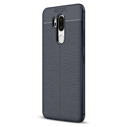 Microsonic LG G7 Kılıf Deri Dokulu Silikon Lacivert