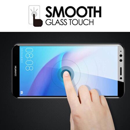 Microsonic Huawei Y7 2018 Tam Kaplayan Temperli Cam Ekran koruyucu Kırılmaz Film Siyah