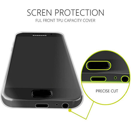 Microsonic Samsung Galaxy J7 Prime 2 Kılıf 6 tarafı tam full koruma 360 Clear Soft Şeffaf