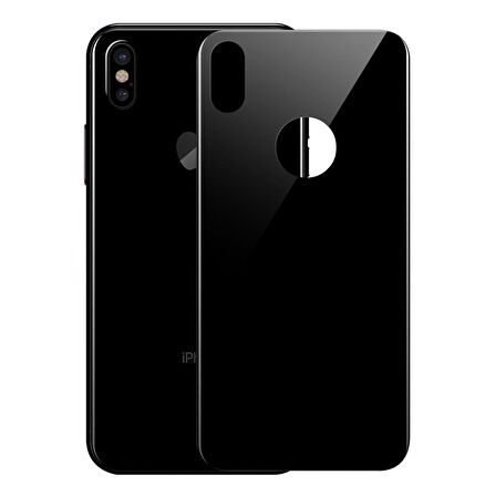Microsonic Apple Uyumlu iPhone XS (5.8'') Tam Kaplayan Arka Temperli Cam Ekran koruyucu Kırılmaz Film Siyah