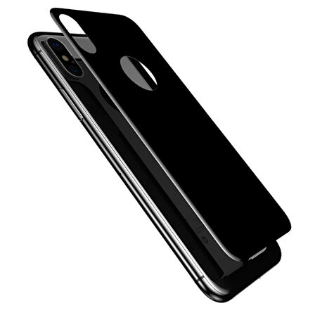 Microsonic Apple Uyumlu iPhone XS (5.8'') Tam Kaplayan Arka Temperli Cam Ekran koruyucu Kırılmaz Film Siyah