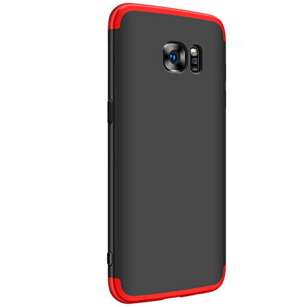 Microsonic Samsung Galaxy S7 Edge Kılıf Double Dip 360 Protective Siyah Kırmızı