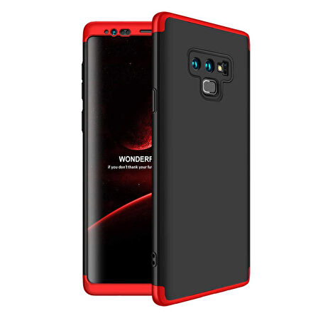 Microsonic Samsung Galaxy Note 9 Kılıf Double Dip 360 Protective Siyah Kırmızı