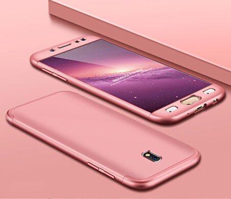 Microsonic Samsung Galaxy J7 Pro Kılıf Double Dip 360 Protective Rose Gold
