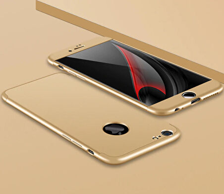 Microsonic Apple iPhone 8 Kılıf Double Dip 360 Protective Gold