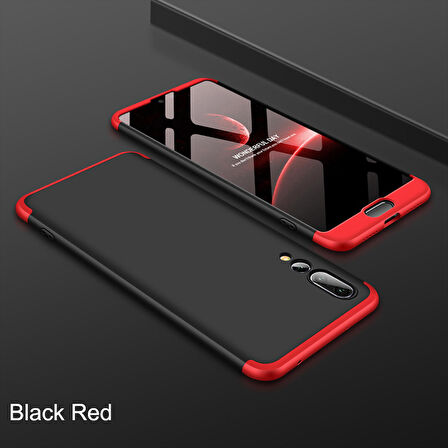 Microsonic Huawei P20 Pro Kılıf Double Dip 360 Protective Siyah Kırmızı