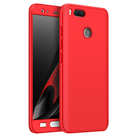Microsonic Xiaomi Mi A1 Kılıf Double Dip 360 Protective Kırmızı