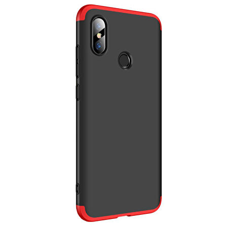Microsonic Xiaomi Mi 8 Kılıf Double Dip 360 Protective Siyah Kırmızı