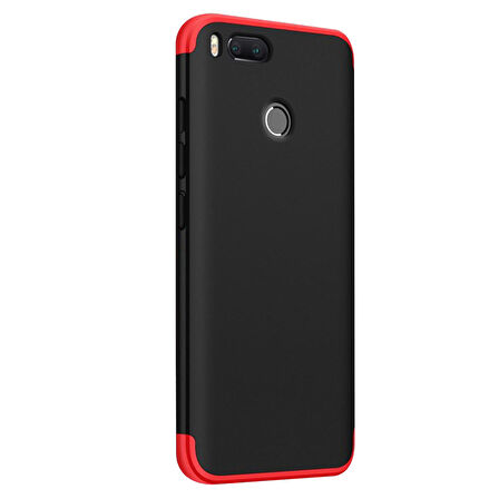 Microsonic Xiaomi Mi 5X Kılıf Double Dip 360 Protective Siyah Kırmızı