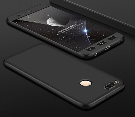 Microsonic Xiaomi Mi 5X Kılıf Double Dip 360 Protective Siyah