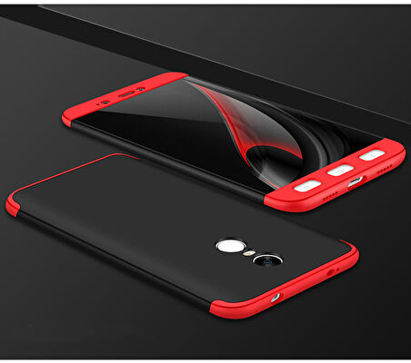 Microsonic Xiaomi Redmi Note 4X Kılıf Double Dip 360 Protective Siyah Kırmızı