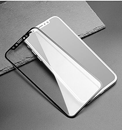 Microsonic Apple Uyumlu iPhone XS Max (6.5'') Tam Kaplayan Temperli Cam Ekran koruyucu Siyah