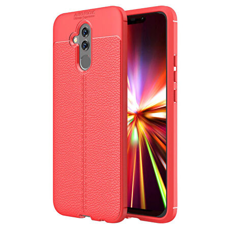 Microsonic Huawei Mate 20 Lite Kılıf Deri Dokulu Silikon Kırmızı