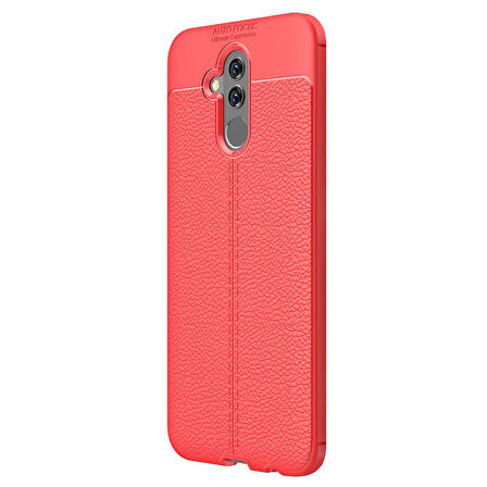 Microsonic Huawei Mate 20 Lite Kılıf Deri Dokulu Silikon Kırmızı
