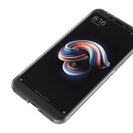 Microsonic Xiaomi Redmi Note 5 Pro Kılıf 6 tarafı tam full koruma 360 Clear Soft Şeffaf