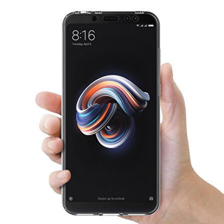 Microsonic Xiaomi Redmi Note 5 Pro Kılıf 6 tarafı tam full koruma 360 Clear Soft Şeffaf
