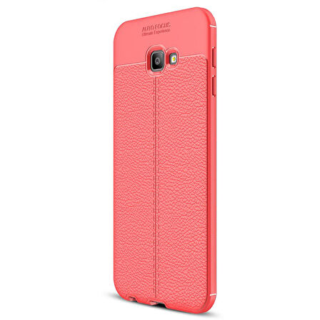 Microsonic Samsung Galaxy J4 Plus Kılıf Deri Dokulu Silikon Kırmızı