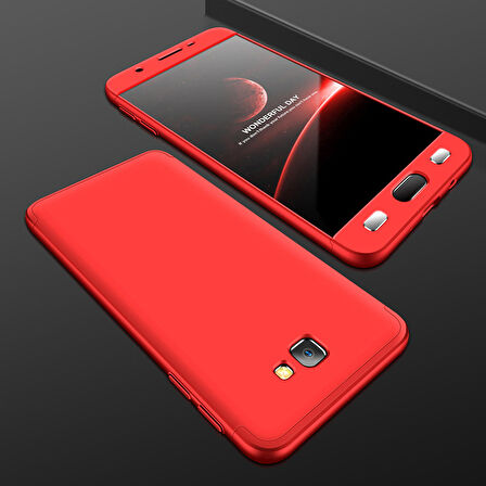 Microsonic Samsung Galaxy J7 Prime 2 Kılıf Double Dip 360 Protective Kırmızı
