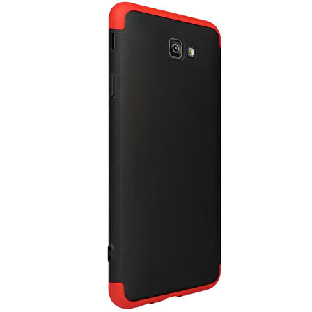 Microsonic Samsung Galaxy J7 Prime Kılıf Double Dip 360 Protective Siyah Kırmızı