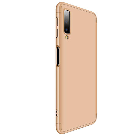 Microsonic Samsung Galaxy A7 2018 Kılıf Double Dip 360 Protective Gold